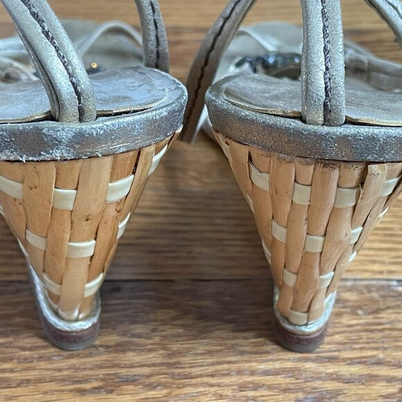 Giuseppe Zanotti Gold Leather & Bamboo Wedge Heels, EU 40 - Picture 15 of 16